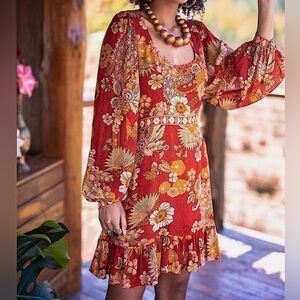 Nine Lives Bazaar NEW Warhol Mini Dress in Ponsettia